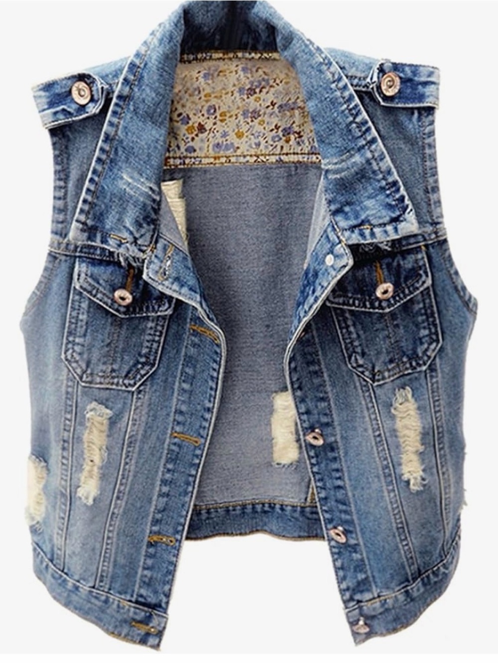 Kids Blue Denim Vest Jacket - Casual Sleeveless Coat